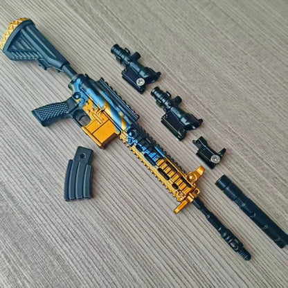 20CM Alloy Mini M416 AUG Rifle Model Pistol PUBG Jedi Toy Gun Fidget Toy Desktop Ornament for Boy Adults Birthday Gift