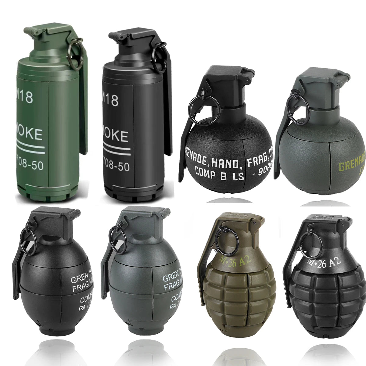 2 Pcs Tactical Grenade Model Toy, M67 Burst Grenade, Military Smoke Grenade Model, for Airsoft Paintball Hunting CS War Game