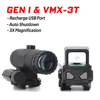 Tactical Holographic Red Dot Gen2 Optic Sight for Milsim Airsoft with Full Markings