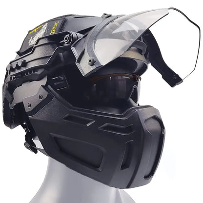 Airsoft Helmet with Goggles And Visor Set, Full-Wrap Military Paintball Protection Set, Visor 90°Adjustable, for Outdoor Hunting