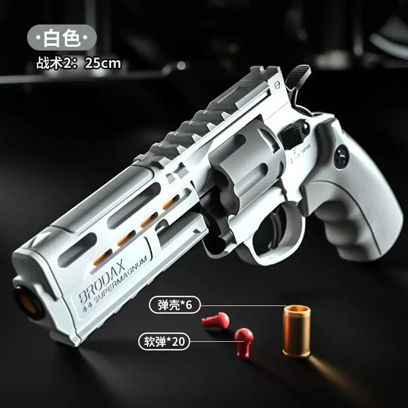 Continuous Firing Tactic Revolver Toy Gun Automatic Pistol Soft Dart Bullet CS Outdoor Weapon for Kids Adults