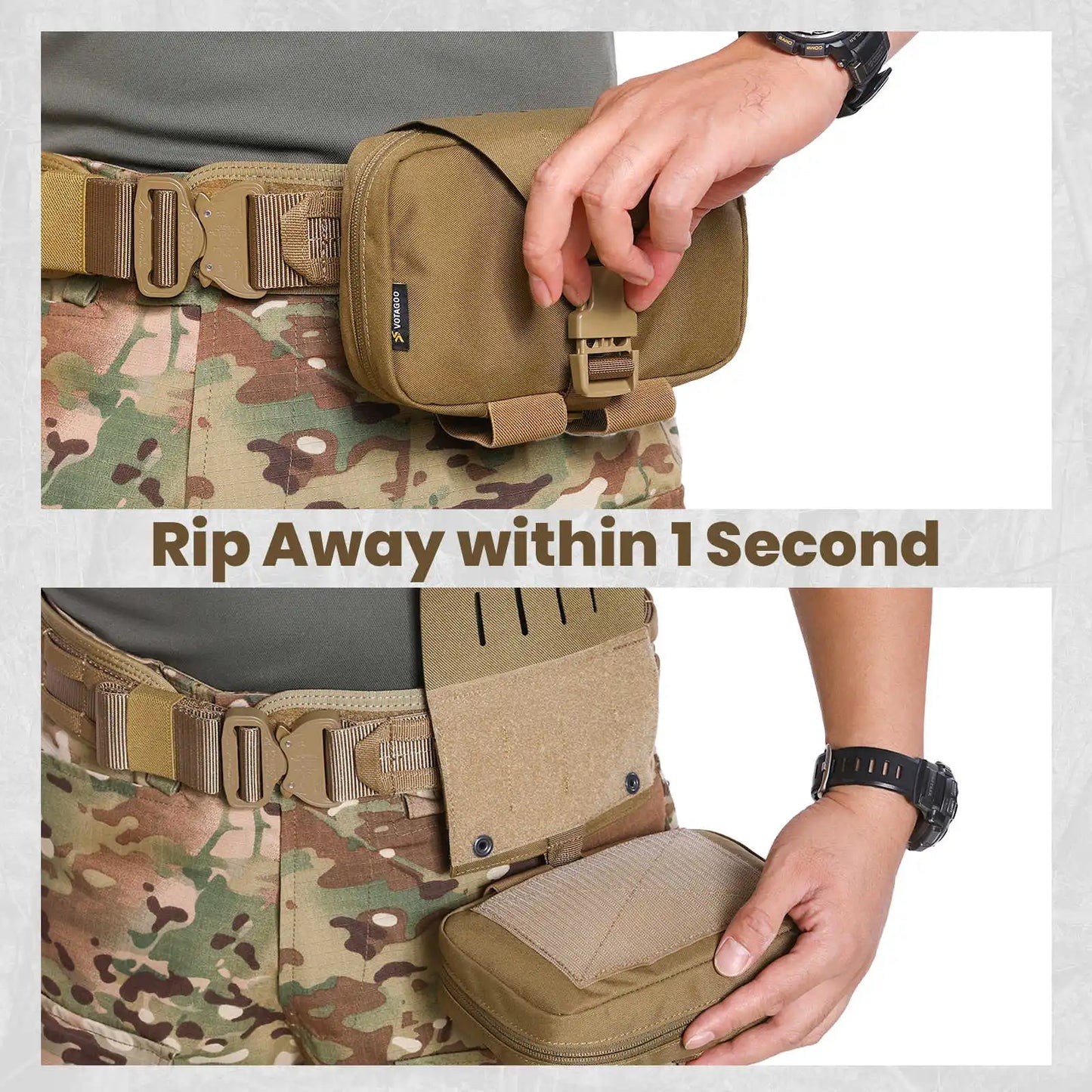 First Aid Pouch for Outdoor Emergency Survival, Rip Away Medical Molle Belt Pouch Handle Bag, Tactical Attachments Trauma Bag