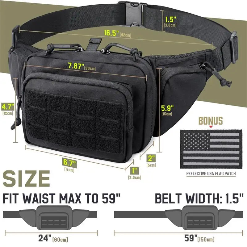 AQzxdc Concealed Fanny Pack Pistol Pouch, Tactical Fanny Pack Handgun Pouch with Universal Pistol Holster CCW EDC Waist Pack