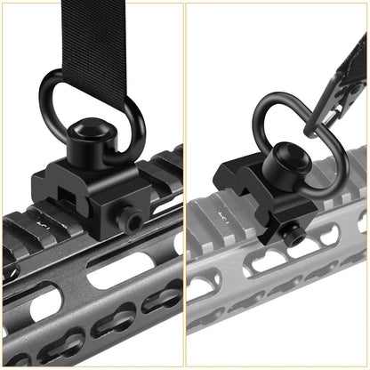 AQzxdc 360° Rotation Picatinny Sling Swivel Mounts, 2 Point and Sling Rail Mount with 1.25" Push Button QD Sling Swivels