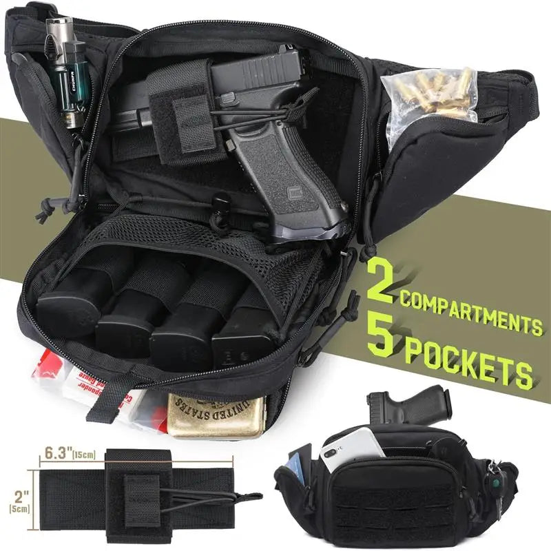 AQzxdc Concealed Fanny Pack Pistol Pouch, Tactical Fanny Pack Handgun Pouch with Universal Pistol Holster CCW EDC Waist Pack