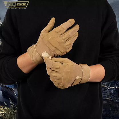 AQzxdc Tactical Assault Training Gloves Airsoft Full Finger Gloves with Glove Buckle & Knuckle Protection for Riding, Hunting