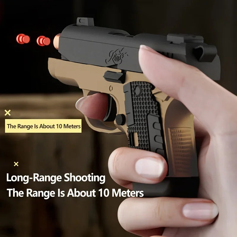 Mini 1911 Continuous Firing Shell Ejecting Pistol Airsoft Empty Hanging Soft Bullet Black Toy Gun CS Weapon for Boys Gift