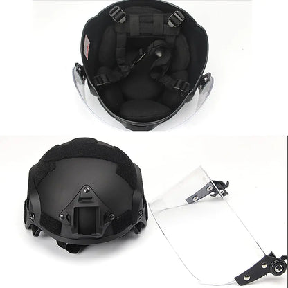MICH 2000 Tactical Helmet Set, with Balaclava & Visor, Military Adjustable PC Protective Lens, for Airsoft Paintball BB Shooting