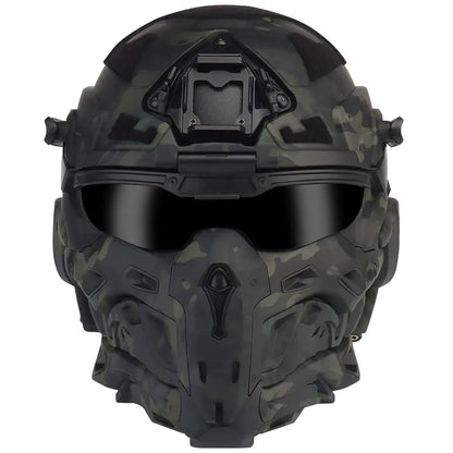 AQzxdc Fully Wrapped Paintball Helmet, Integrated Helmets, Masks, Goggles, Defogging Fans, All-in-One Design, Detachable Mask
