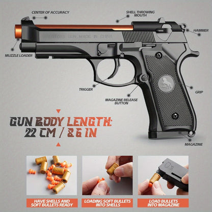 M9A3 Continuous Firing Throwing Shell Toy Gun Soft Bullet Airsoft Outdoor Sports CS Game Weapon Pistol for Children Gift
