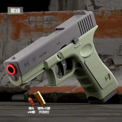 Laser Version Dual-mode Shell Ejecting G17 Automatic Shooting Gun Soft Bullet Pistol Toy Gun CS Outdoor Weapons for Kids
