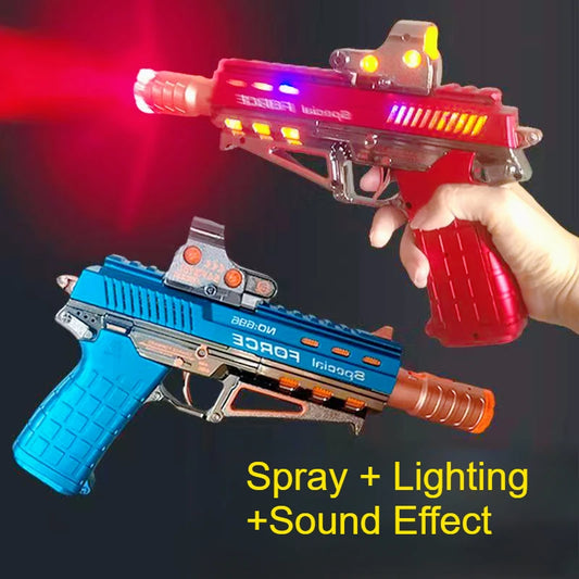 Electric Light Up Pistol Toy Unique Spraying Action Hand Gun Toys with LEDs Light Fighting Sound Pistol for Kids Gift