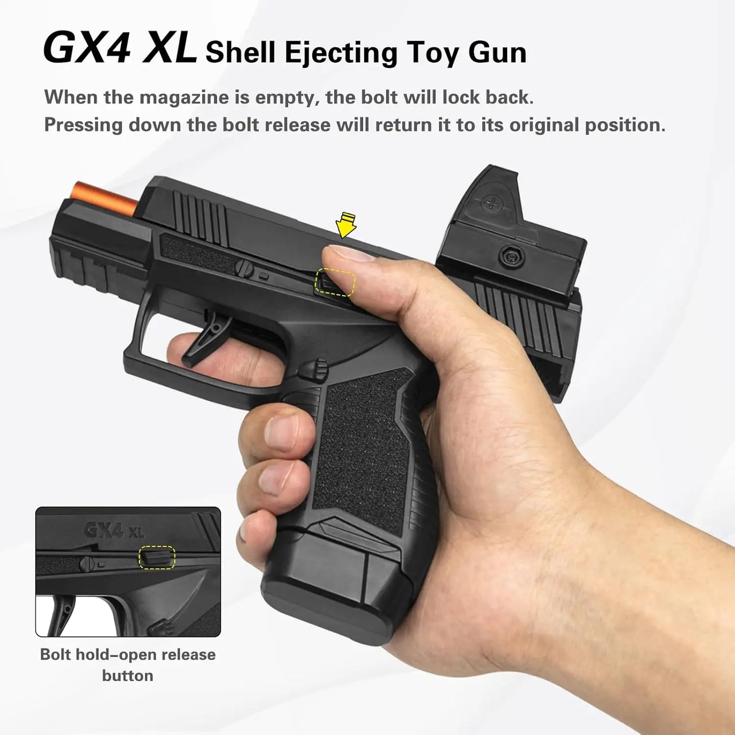 Empty Hanging Shell Ejecting Mini Toy Gun Soft Bullet Blaster with Scope Toy Black Pistol for Kids Boys Girls Gift