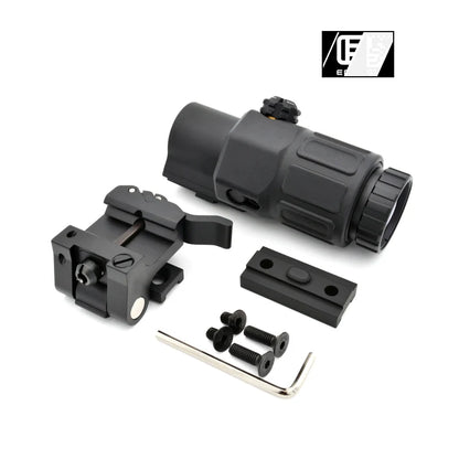 G33 Magnifier Sight 3X with Switch to Side Qick Detach QD Mount for Hunting and Airsoft Rifle Perfect Replica with Full Markings