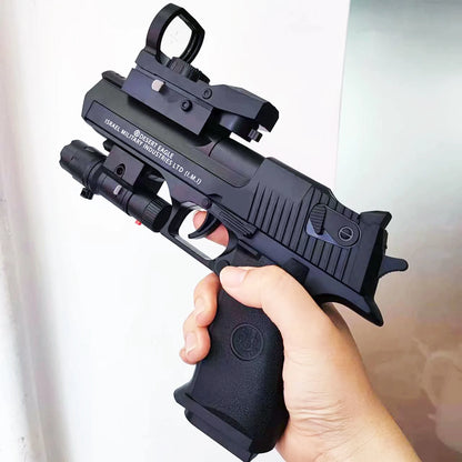 2024 Mechanical Continuous Fire Desert Eagle Pistol Shell Ejection Black Gun Empty Hanging Soft Bullet Blaster Toy Gun Gift