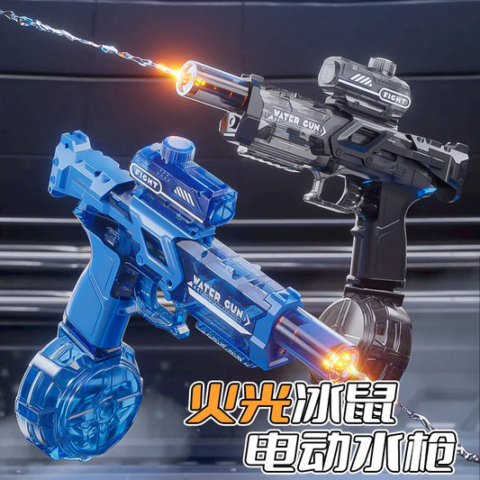 Cross-border fire ice rat electric high-pressure water gun large-capacity long-range light gun linkage breaching Wear a fire hat