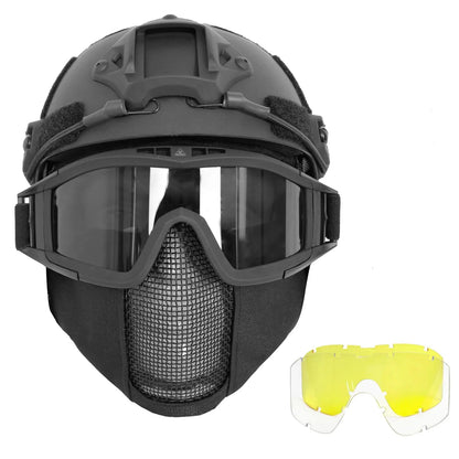 AQzxdc Airsoft Helmet with Full Face Protection, Tactical Airsoft Mask, Goggles & Accessories, for Paintball & Outdoor Games