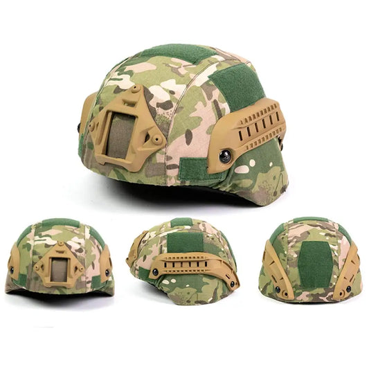 AQzxdc Combination of Tactical Fast Helmet MICH-2000 and Special Camouflage Cover, Paintball Hunting Helmet