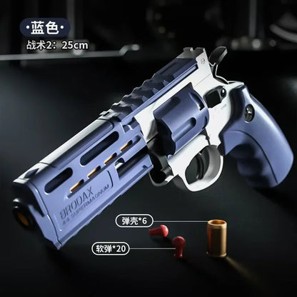 Continuous Firing Tactic Revolver Toy Gun Automatic Pistol Soft Dart Bullet CS Outdoor Weapon for Kids Adults
