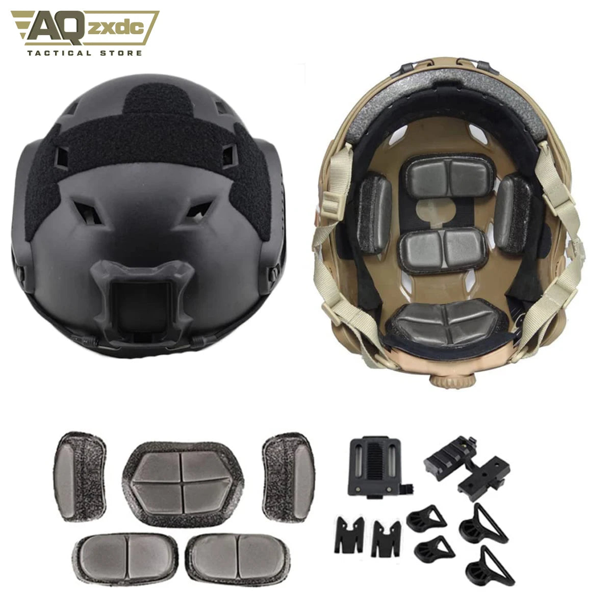 Airsoft Helmet Set, Tactical Goggles Helmet Light Signal Light Tactical Flashlight and Night Vision Goggle (Nvg) Mount Bracket