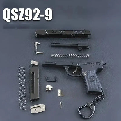 1:3 QSZ92 Toy Gun Model Semi Alloy Detachable Mini Gun Pistol Keychain Home Pendant Ornament for Boys Gift