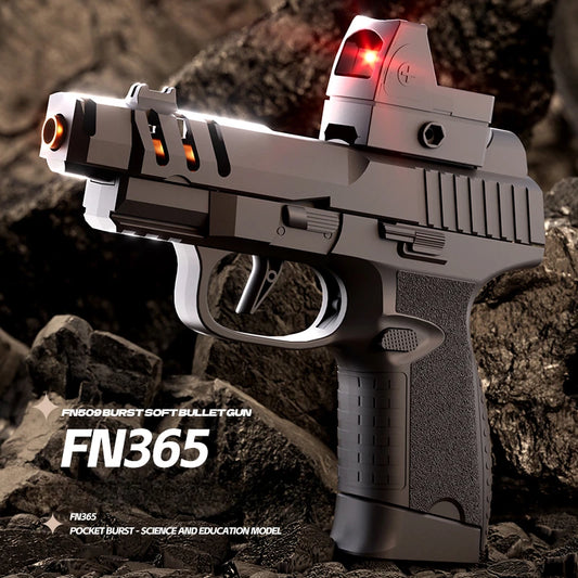 Auto Mini FN365 Black Toy GunContinuous Firing Shell Throwing Gun Model Soft Bullet Launcher BlowBack Airsoft Pistol for Kids
