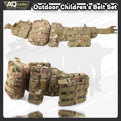AQzxdc Outdoor Waist Wrap Camouflage Tactical Belt Set Multi-functional Molle Belt Accessory Bag for Outdoor Training