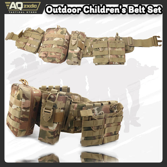 AQzxdc Outdoor Waist Wrap Camouflage Tactical Belt Set Multi-functional Molle Belt Accessory Bag for Outdoor Training