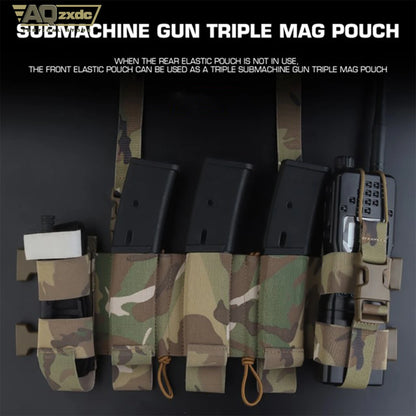 Outdoor Multifunctional Chest Strap Triple Mag Bag & Quick Release Radio Bag & Water Bottle Bag for Police on Auty Airsoft Game