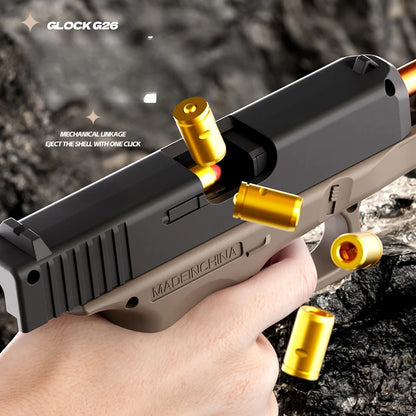 Mini G26 Empty Hanging Shell Ejecting Toy Gun Soft Bullet Blaster Toy Black Pistol for Kids Boys Girls Gift