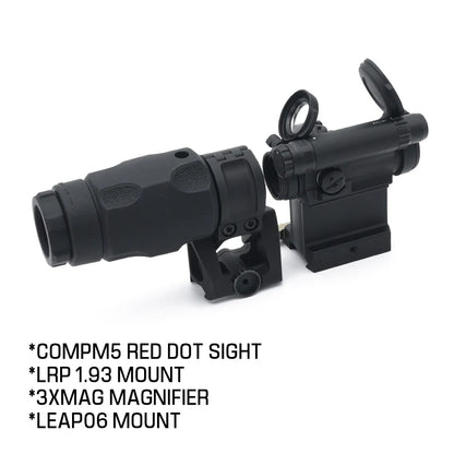 OPP Tactical Red Dot Sight M5 with 3XMAG Magnifier LRP and LEAP06 Mounts High Optical Centerline Combo