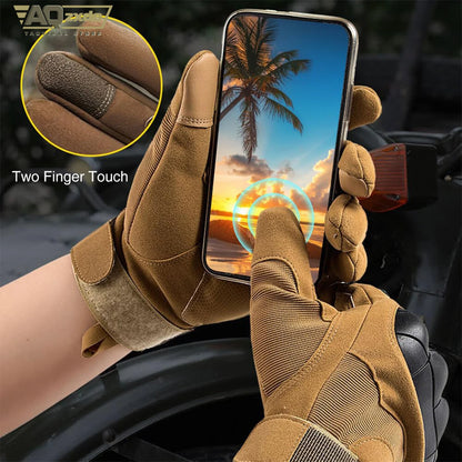 Men'S Outdoor Full Finger Gloves with Glove Buckle & Knuckle Protection Tactical Assault Training Gloves for Riding, Hunting