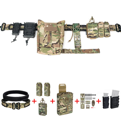 AQzxdc Tactical Military Waist Belt Set with Utility Pouch & Medical Pouch & Flash bang Pouch & 9mm 55 Mag Pouch Set for Airsoft