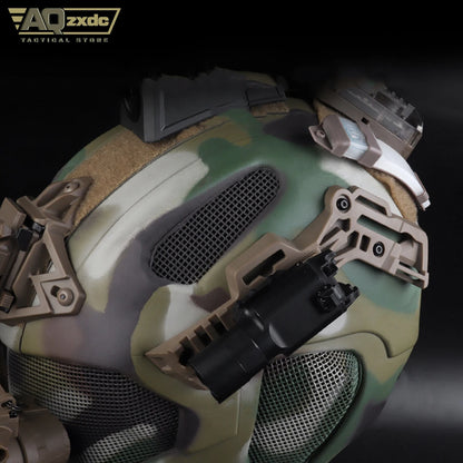 W23 Full Protection Breathable Tactical Camouflage Helmet With Night Vision Base, Double Side Rails For Installing Headlights