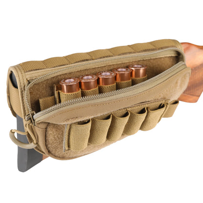 AQzxdc Tactical Gunstock Pouch Buttstock Shotgun Rifle Shell Holder for Cheek Rest Ammo Holder Pouch for Airsoft CS War Game