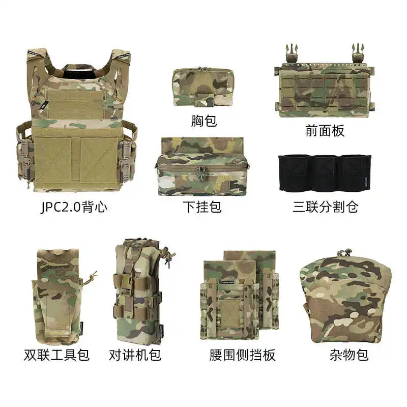AQzxdc Ghost Recon JPC2.0 Tactical Vest Combination Set Outdoor Quick Release Vest Full Set of Protective Equipment for Airsoft