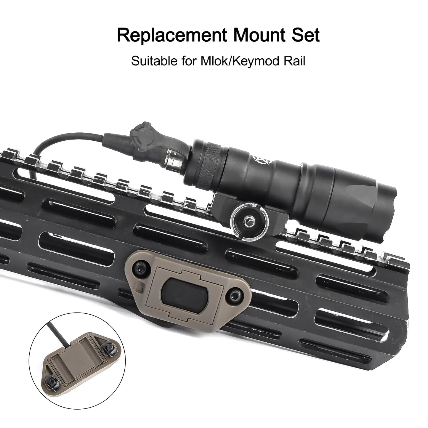 Remote Pressure Switch for M300 M600 Scout Weapon Light, with Tactical Flashlight Switch Mount Set for 20mm Rail/Mlok/Keymod Rai