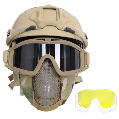 AQzxdc Airsoft Helmet with Full Face Protection, Tactical Airsoft Mask, Goggles & Accessories, for Paintball & Outdoor Games