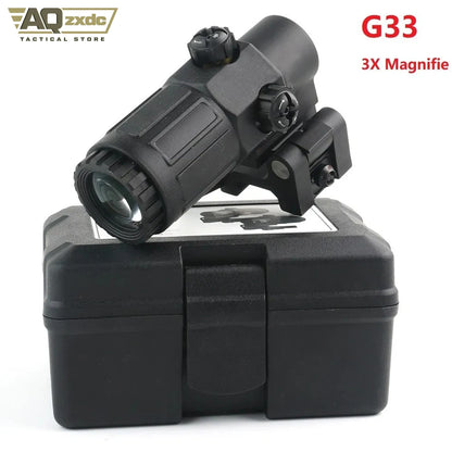 Hunting G33 Holographic Sight 3X Magnifier, w/Switch to Side Quick Detachable QD Mount for 558 Reflex Sight
