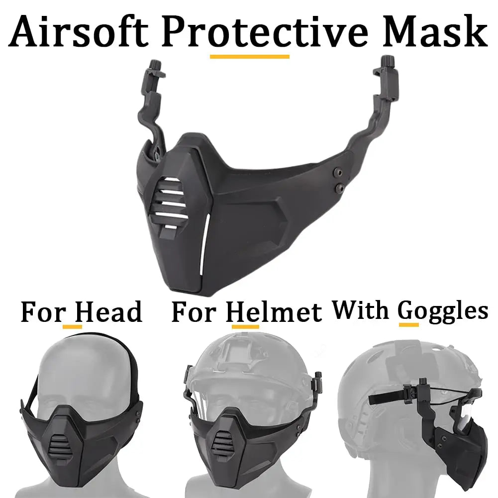 AQzxdc FAST Helmet Set, with Airsoft Mask and Goggles, Sound Pickup and Noise Canceling Headphones, Flashlight & Helmet Cover