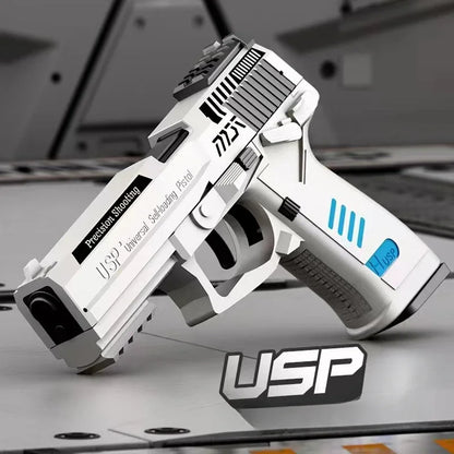 Csnoobs USP Shell Ejection Pistol Continuous Firing Airsoft Blowback Soft Bullet Gun Empty Hanging Weapon Children Toy Boys Gift