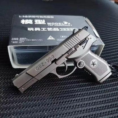 1:3 QSZ92 Toy Gun Model Semi Alloy Detachable Mini Gun Pistol Keychain Home Pendant Ornament for Boys Gift