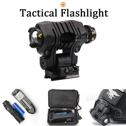 FAST Tactical Helmet Sets, with Tactical Headset and Telescope Model, Visor & Goggles, Flashlight, Signal Flashing Light, Mount