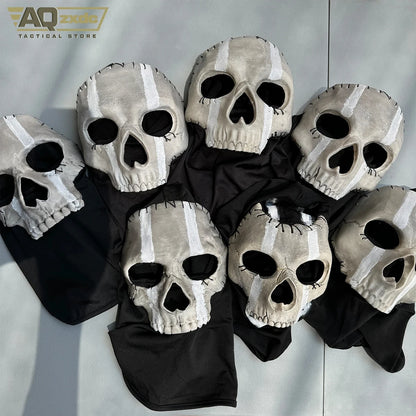 AQzxdc Call of Duty 16 Scary Mask, Classic Skeleton Ghost Chin Mask Ghost Scary Headgear for COD Warzone Cosplay Airsoft Mask