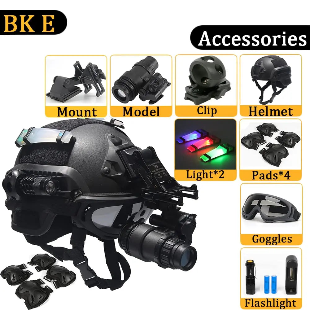 MICH2000 Kids Helmet, with Goggles, Flashlight, Flashing Lights, NVG Model, for Outdoor Games, Holiday Gifts, Christmas CS Game
