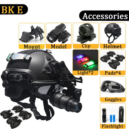 MICH2000 Kids Helmet, with Goggles, Flashlight, Flashing Lights, NVG Model, for Outdoor Games, Holiday Gifts, Christmas CS Game