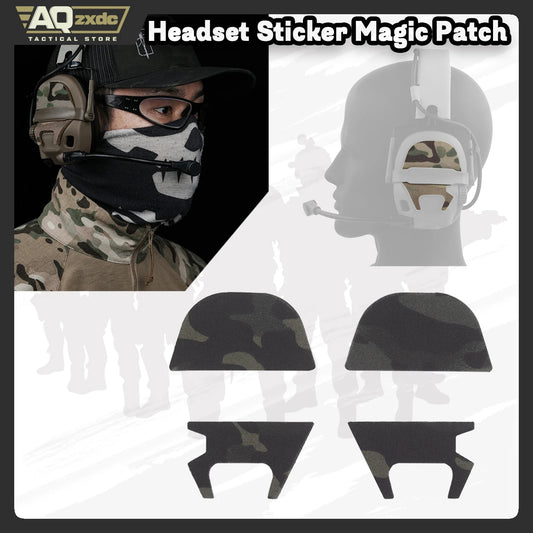 AQzxdc Tactical Headset Sticker Magic Patch for GEN 6 AMP Style Shooting Anti Noise Headphone Hearing Protection Earmuffs