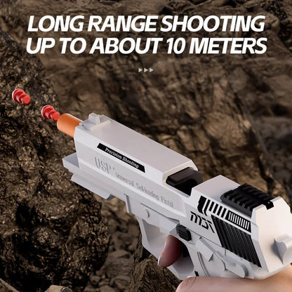 Mechanical USP Continuous Firing Throwing Shell Toy Gun Soft Bullet Airsoft Outdoor Sports CS Weapon Pistol for Boys Gift