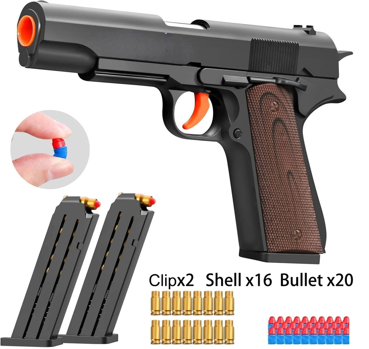 Black Toy Gun M1911 Shell Ejecting Pistol G17 Airsoft Empty Hanging Soft Bullet CS Weapon for Boys Gift
