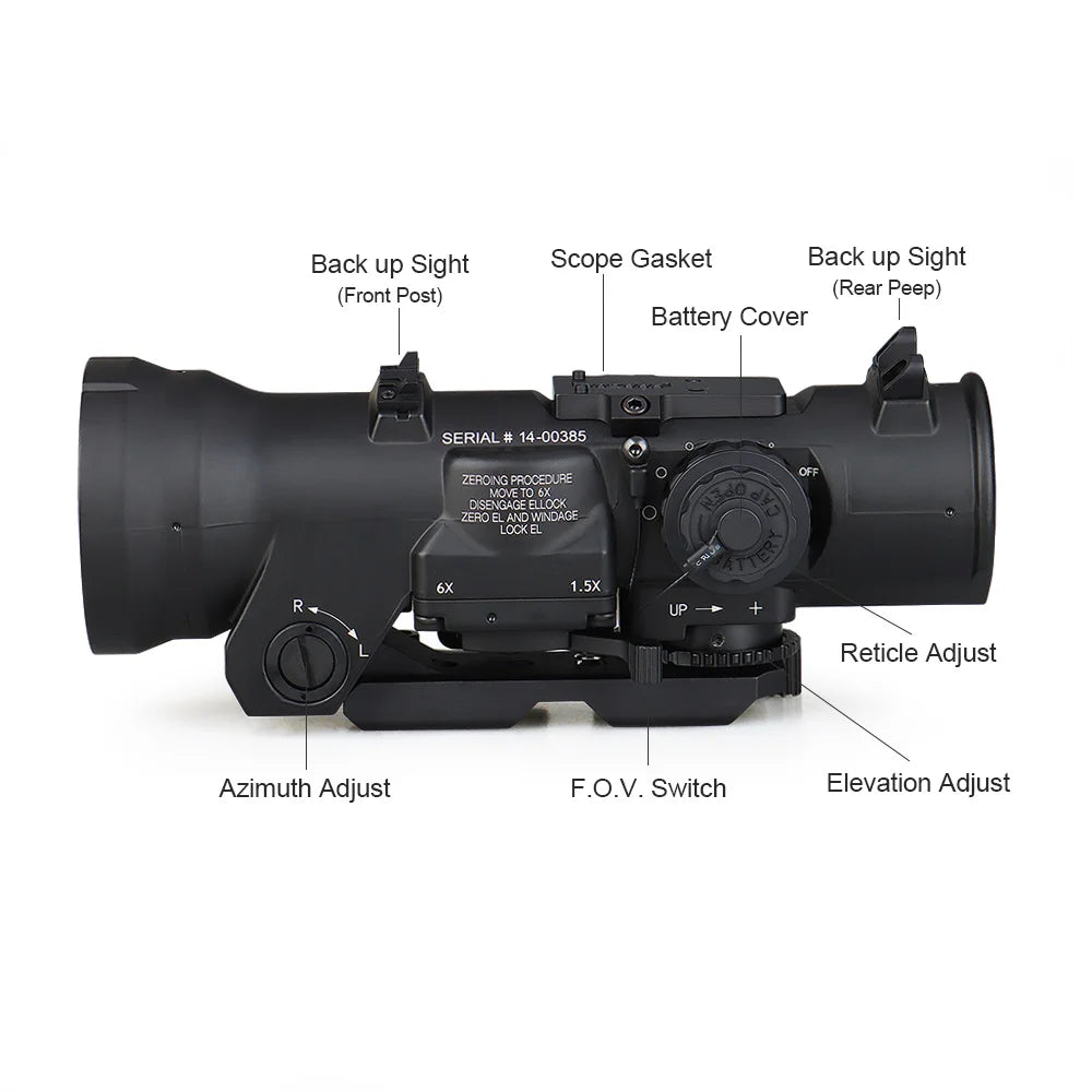Hunting Scopes 1.5x 6x Zoom Optical Sight For Hunting Red Dot Illumination 1913 Picatinny rail compatible gs1-0409